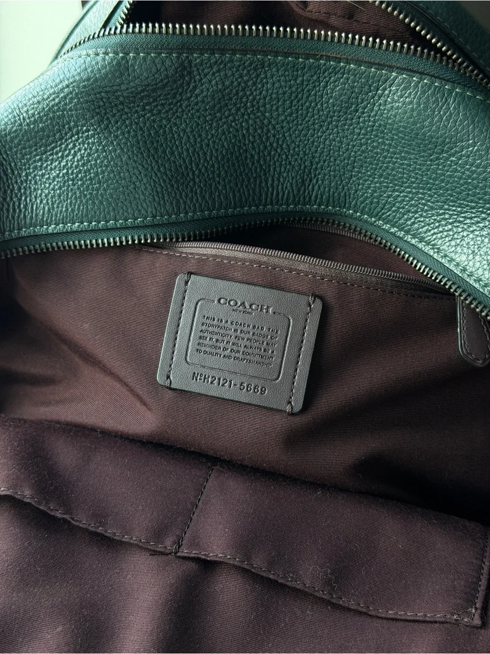 Coach New York Pebbled Leather Backpack in green